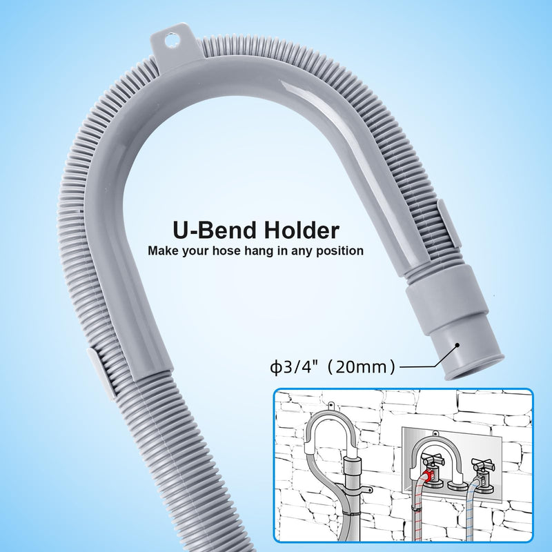 Washing Machine Drain Hose, 3.2 ft Flexible Washer Drain Hose Extension, Universal Dishwasher Drain Hose Extension Kits Corrugated Washer Hoses W/ 1 Hose 4 Clamps 1 U-Bend Hose Holder 3.2 Feet