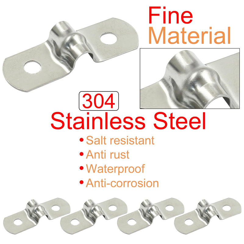 Piutouyar 50 Pack M5 Two Hole Strap U Bracket 304 Stainless Steel Rigid Pipe Strap Clamp Heavy Duty Tube Strap Tension Clip (3/16 Inch) 5mm, 50pack