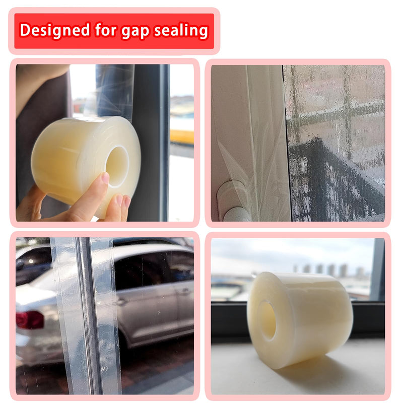 Birllaid Transparent Window Weather Sealing Tape, 3 Inch x 55 Yards, Window AC Insulation Sealing Film Tape, No Residue, Clear 3-Inch x 55 Yards