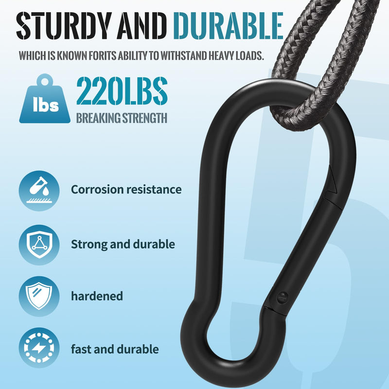 Spring Snap Hook Carabiner, M5/M8/M10 Black Heavy Duty Carabiner Clip, Quick Link Keychain Hook for Outdoor Camping, Swing Hammock, Gym M5 (1.96Inch)-120pcs