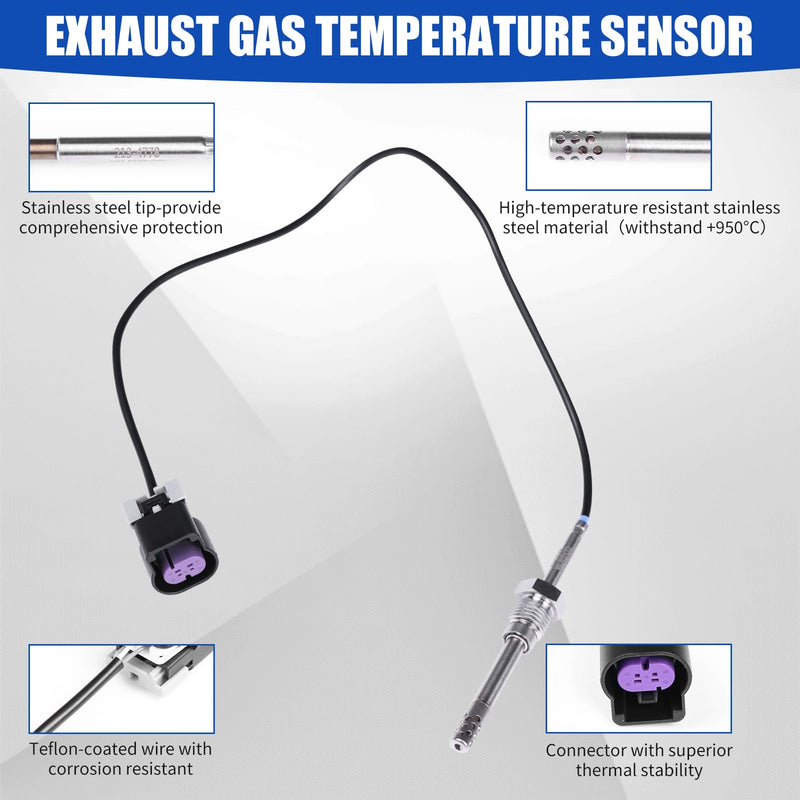 213-4778 12643246 Exhaust Gas Temperature Sensor EGT Compatible with 2007-2016 Chevrolet Silverado 2500 3500 Express 2500 3500 GMC Sierra 2500 3500 6.6L V8 DIESEL Turbocharged 12623113 12598444