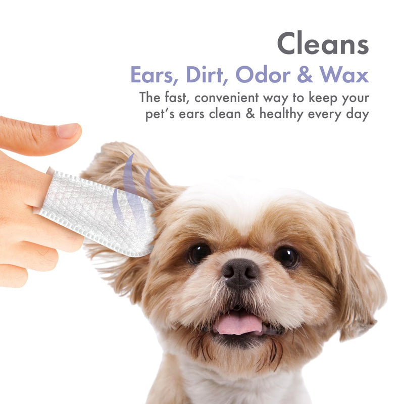 Petkin Fingertip Ear Wipes for Dogs and Cats, 50 Finger Wipes - Slip-On, Snug Fit, Micro-Bristle Fabric - Cleans Ears, Dirt, Odor and Wax - Convenient, Ideal for Home and Travel - Fresh Scent 50ct - PawsPlanet Australia