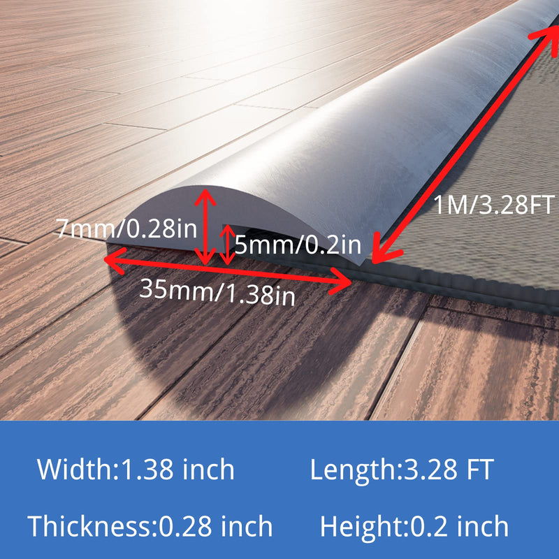 COUKIU 3.28FT PVC Floor Transition Strip, Peel and Stick Molding Trim for Threshold Transitions with a Height Less Than 5 mm/0.2in, Carpet & Floor Edging Trim, Carpet to Tile Transition Strip(Black) 0.2in x 3.28FT Black 1
