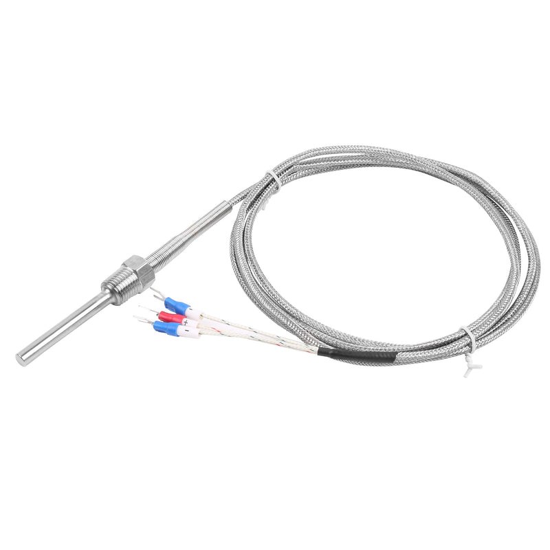 Waterproof RTD PT100 Temperature Sensor - Jaybva Stainless Steel 3 Wire Thermistor Probe for PID Temperature Controller NPT 1/4" Inch Pipe Thread with Insulation Lead Shield Wire -50~500℃ with 2m Wire 1/4"pt100