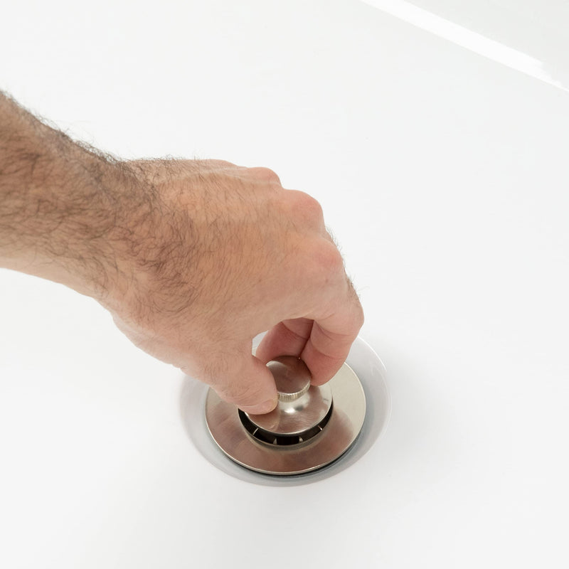 Dorence Lift and Turn Bathtub Tub Drain Assembly, Conversion Kit, Trim Waste and Single Hole Overflow Face Plate, All Brass Construction Brushed Nickel