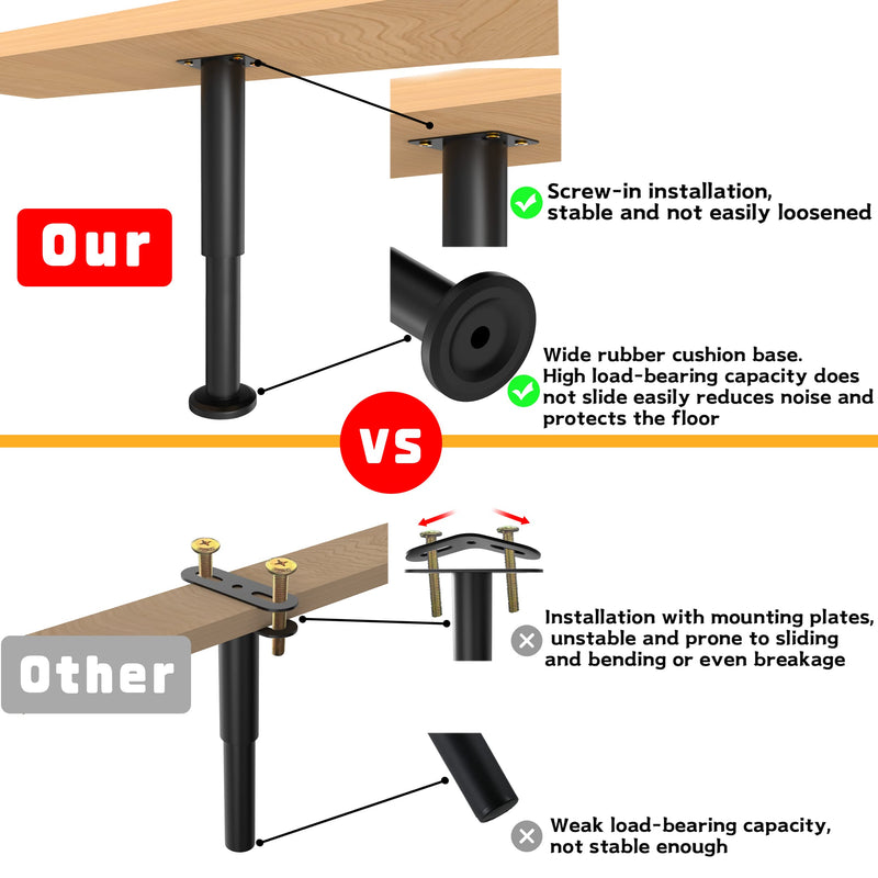 6 Pcs Adjustable Height Bed Support Legs for Bed Frame/Bed Center Slat, Metal Adjustable Furniture Legs 7.08-12.2 inch for Bed/Sofa/Cabinet/Couch/Dresser/Table, Heavy Bed Replacement Legs 7.08-12.2 inch (6pcs)