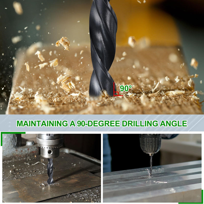 METALLIXITY Drill Bit (1/2") 5Pcs, M35 High-Speed Steel Straight Shank Spiral Flute 135°Point Tip Nitriding Black Finish for Stainless Steel Iron Copper Aluminum Hard Metal 1/2 in 5