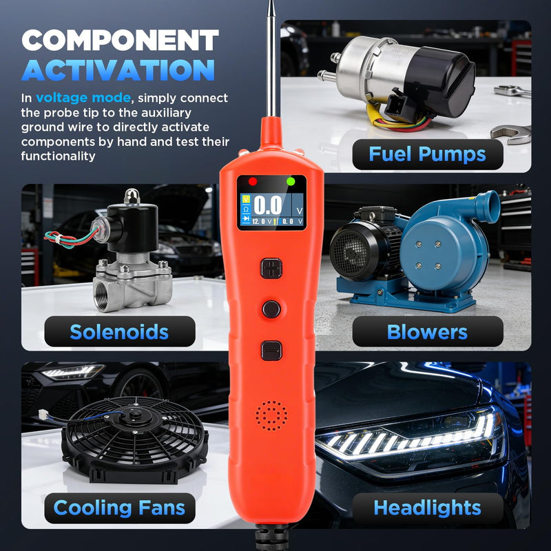 Power Circuit Probe Tester, 9V-30V DC Automotive Short Circuit Finder with 13ft Cable, Auto Electrical Tester wih LED Light, Automotive Test Light, Overload Protection