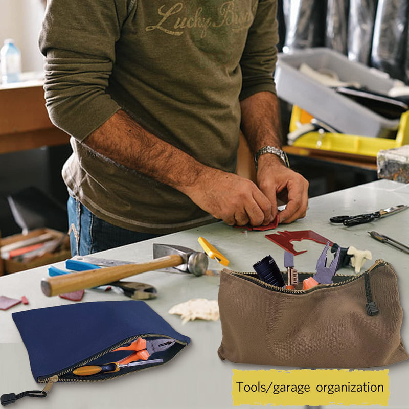 7 Pack Canvas Tool Bag Zipper Pouch - Heavy Duty 16 oz. Canvas Tools Utility Pouches, Multipurpose Storage Organizer Tote Bags with Dependable Metal Zippers, 12.5 x 7-Inch 7 Pack