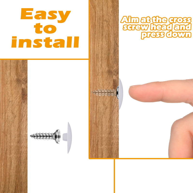 Eersida 100 Pcs Screw Caps Screw Covers Self Tapping Plastic Screw Cap Covers and 580 Pieces Self Adhesive Screw Hole Stickers Furniture Screw Cover Stickers for Wood Screws Furniture (White) White
