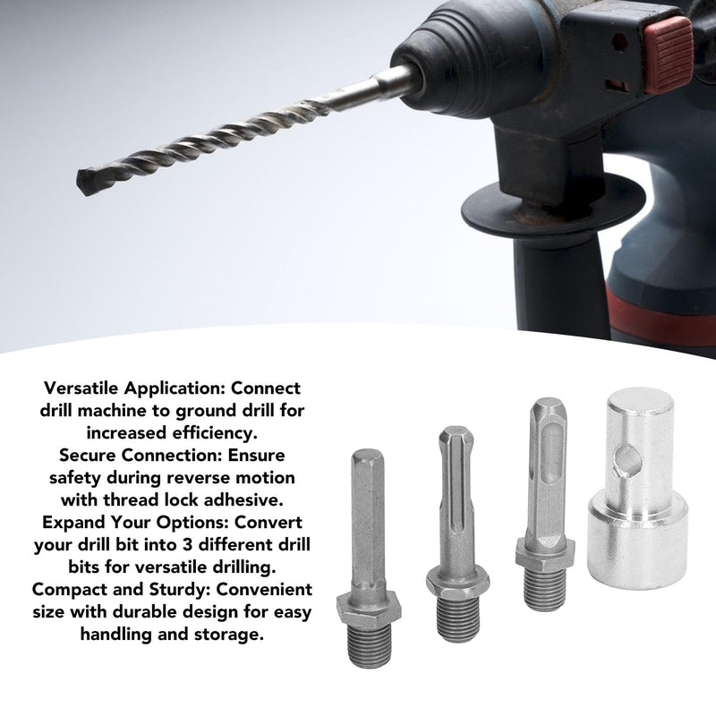 Auger Adapter 1 to 3 Drill Adapter Electric Drill to Ground Drill Conversion Carbon Steel Round Chuck 2 Pits 2 Slots Garden Auger Drill Connector Garden Tools