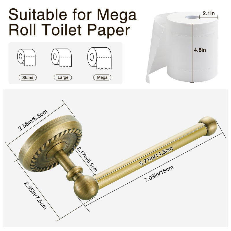 Antique Brass Toilet Paper Holder Towel Ring, Brass Hand Towel Holder Bathroom Accessories Vintage Bathroom Hardware Set Countertop Wall Mount, Rope Carving Base Design 2 Pieces Vintage Brass-toilet Paper Holder Towel Ring