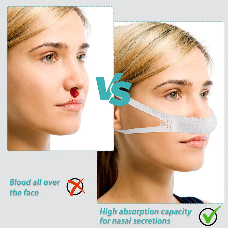 Patelai 30 Pcs Elastic Nose Bandage, External Nasal Bandage Dressing Holder with High Absorption Capacity for Nose, White