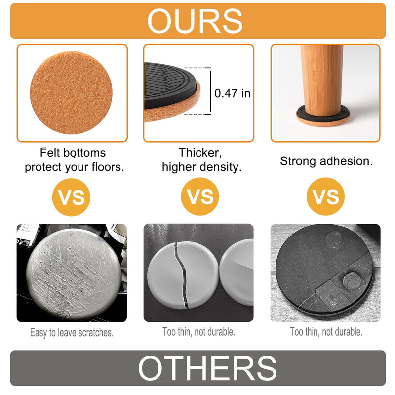 Felt Furniture Sliders for Hardwood Floors, 16 PCS 3 ½" Furniture Pads for Wood Floors, Furniture Movers for Heavy Duty Furniture, Move Large Furniture Easily 16 pcs 3 ½ inch (Hard floors)