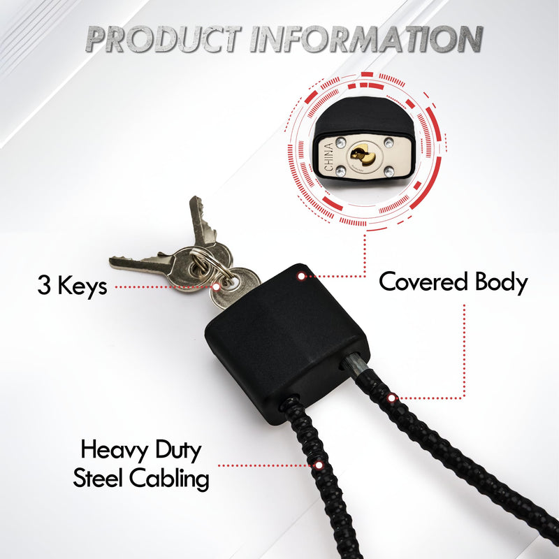 TaShow Heavy Duty Steel Cable with Covered Body and Universal Fit Black 6