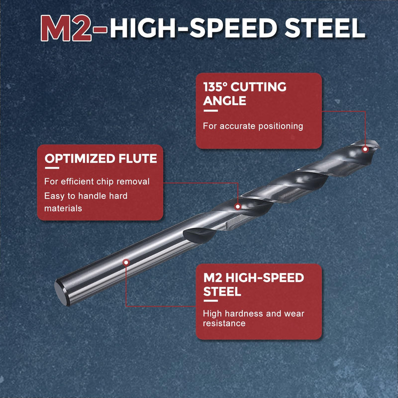 6pcs Drill Bit - [7/16" Diameter] 11.113mm M2 High Speed Steel Twist Cutting Tool for Machining Hard Metal Woodworking Handicraft Use, 135° Cutting Angle Nitriding Black 7/16" (11.113mm) 6