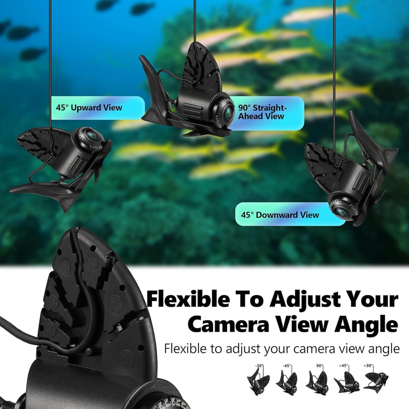 𝟮𝟬𝟮𝟲 𝗡𝗘𝗪 Underwater Fishing Camera HD1080P 4.3'' IPS w/ 5000mAh, [30°~150° Angle Fin] Ice Fishing Camera Underwater Portable Fish Finder Fishing Gift for Men, IR, Boat and Kayak Fishing, 65FT Black
