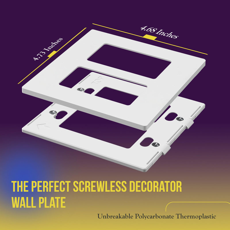 ENERLITES Screwless Decorator Wall Plates Child Safe Outlet Covers, Size 2-Gang 4.68" H x 4.73” L, Unbreakable Polycarbonate Thermoplastic, SI8832-W-5PCS, Glossy, White (5 Pack) Standard Size 5 PCS 2 Gang