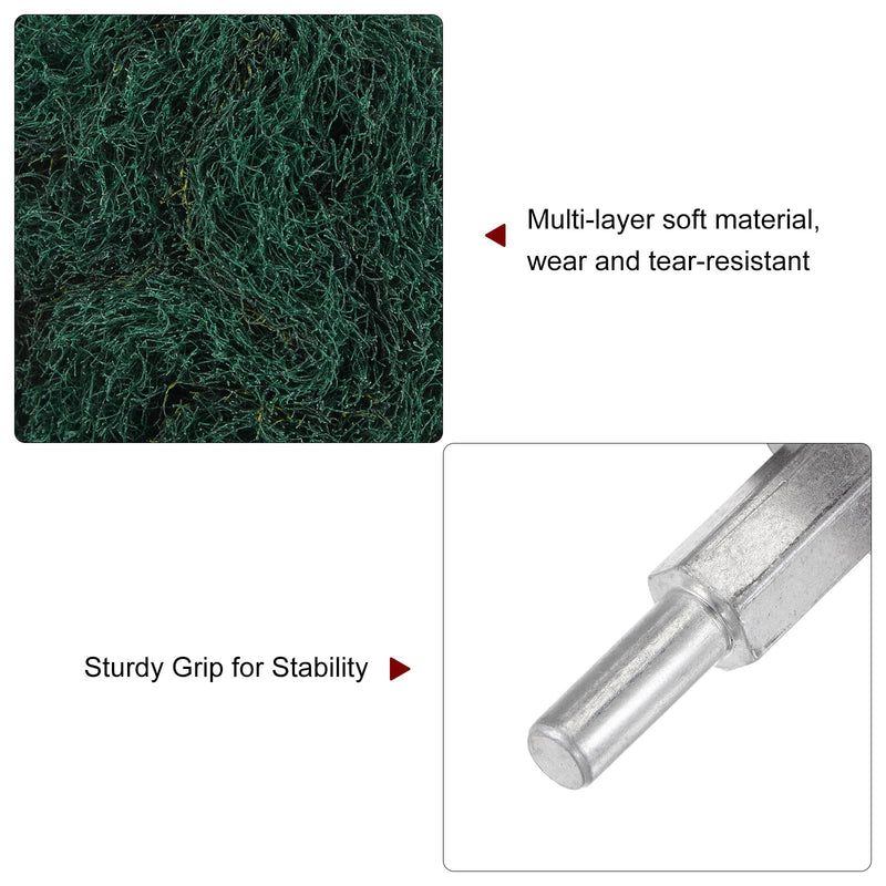 HARFINGTON 5pcs Mushroom Buffing Wheel for Drill 4" x 2.5" 180 Grit 1/4" Shank Grinding Cleaning Abrasive Buffing Polishing Wheel for Metal Stainless Steel Aluminum Jewelry Glass, Green 100mm x 65mm 5