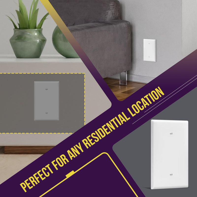 ENERLITES Blank Device Wall Plate, Jumbo Blank Covers, Over-Size 1-Gang 5.5" x 3.5", Unbreakable Polycarbonate Thermoplastic, 8801O-W, White 1 Pack