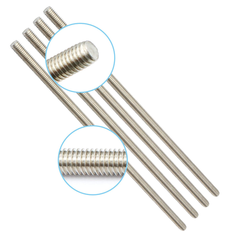 304 Stainless Steel 5/16"-18 Fully Threaded Rod, 4 Pieces 12" Length Long Threaded Rods