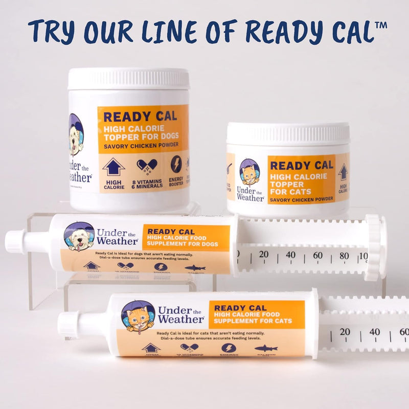 Under the Weather Ready Cal Powder for Dogs, High-Calorie Weight Gainer & Appetite Stimulant, Dog Energy Booster Veterinarian-Approved Pet Supplement with Vitamins & Minerals, Chicken Flavor |10.58 oz For Dogs - Ready Cal Powder