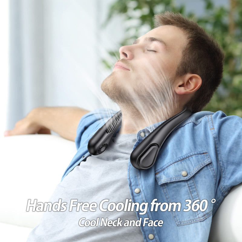 AMACOOL Bladeless Neck Fan, Mothers Day Gifts for Mom, Gifts for Fathers Day Dad Husband, Rechargeable Wearable Fan for Men Women Hot Flashes Relief Travel Outdoor Sports Golf Cruise Essentials 2026 Black