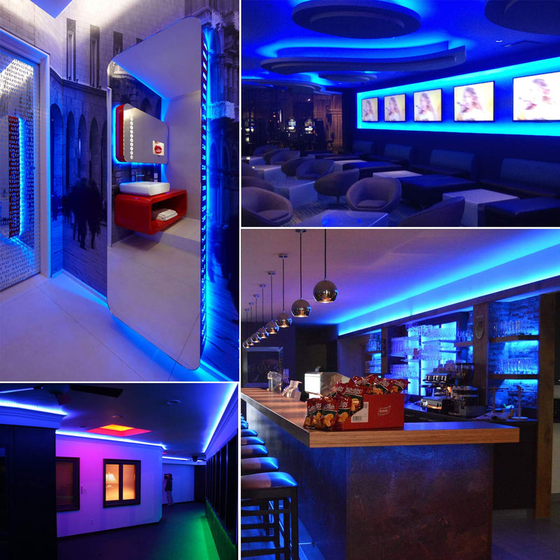 12 Volt 20ft Blue led Strip Lights, Non-Waterproof 360 LEDs Blue led Lights for Bedroom, Shops, Christmas, Halloween.