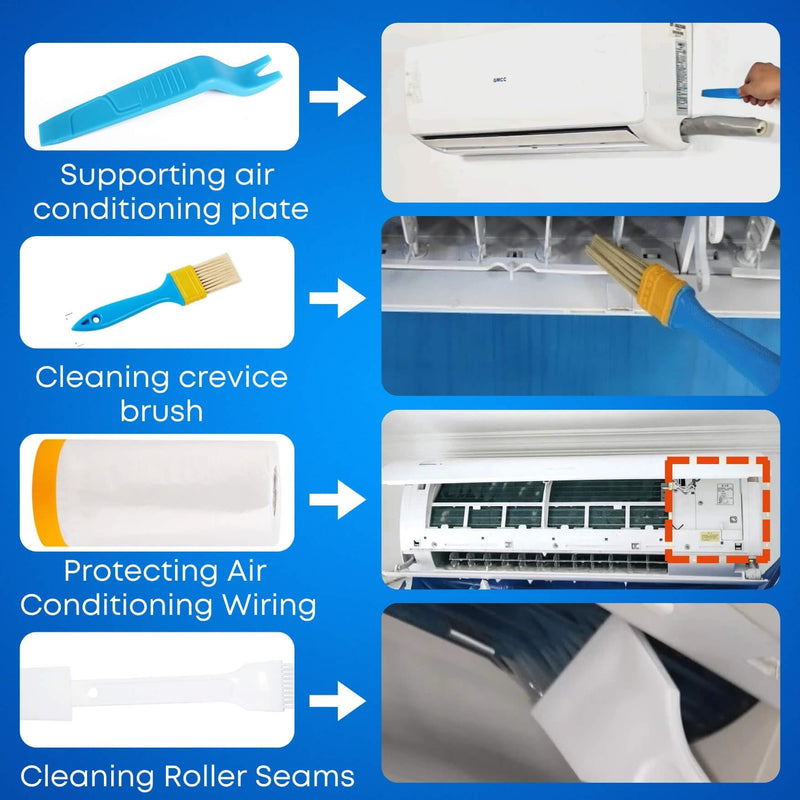 Oiktylr 10Pcs Mini Split Cleaning Kit, AC Cleaning Kit, Fits 27-37in Small