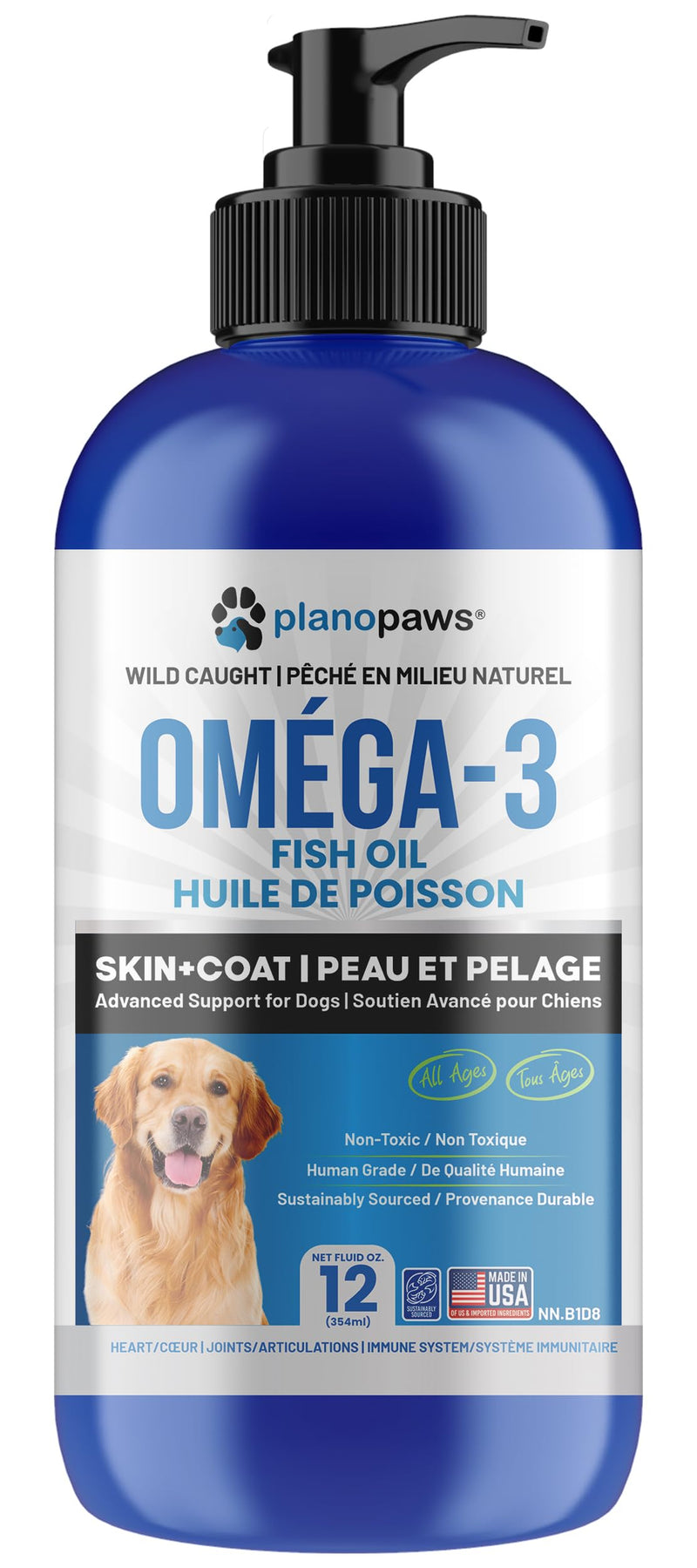 Omega 3 Fish Oil for Dogs - Better Than Salmon Oil - Dog Fish Oil Supplement to Reduce Shedding & Itching - Supports Joints, Brain, and Heart Health - Skin and Coat Supplement - Liquid Fish Oil 12 Oz