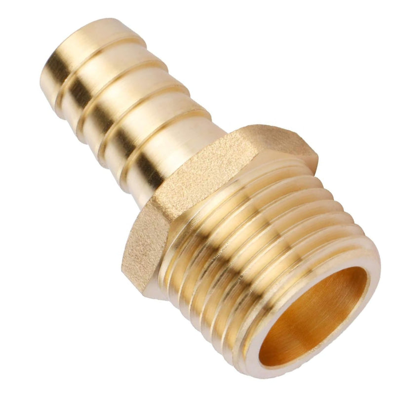 U.S. Solid Brass Hose Fitting, Adapter, 1/2" Barb x 1/2" NPT Male Pipe Fittings 1/2" Barb x 1/2" NPT Male, 1 pcs