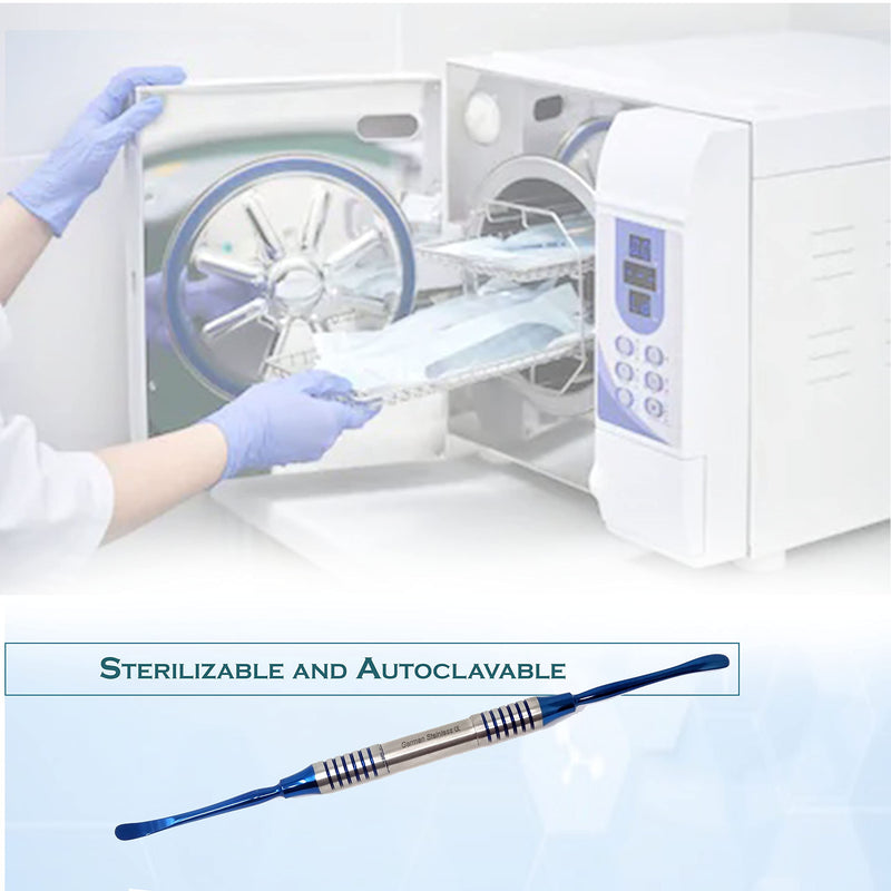 Periosteal Dental Elevator FREER Oral Implant Double Ended Instrument Sharp/Blunt Ends, O.R Grade Stainless Steel Hollow Handle Blue Titanium Coated Surgical Dental Ophthalmic Instruments