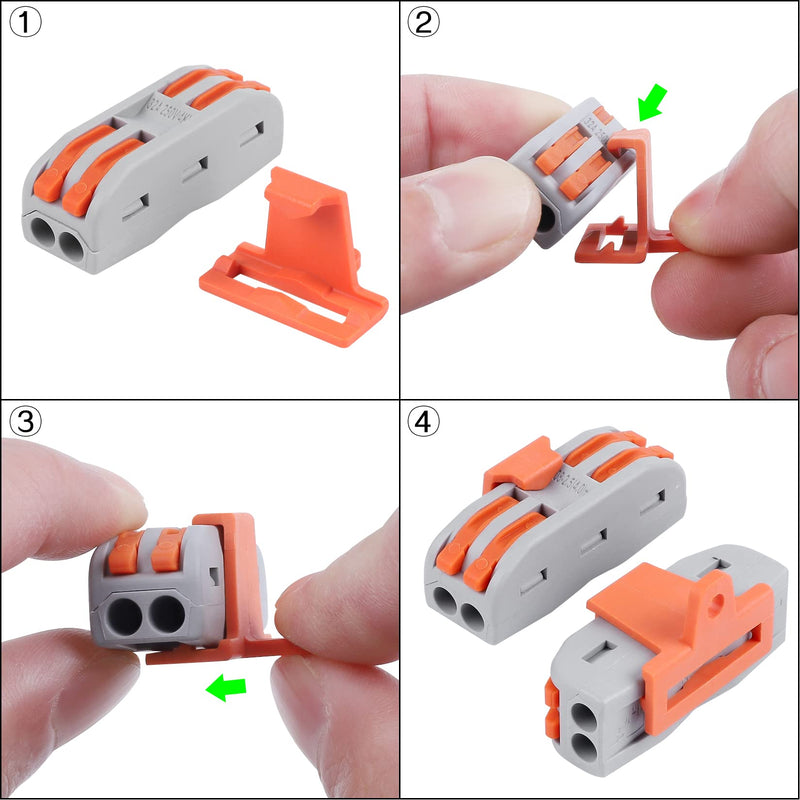 50pcs Conductor Compact Connectors Lever Wire Nut Electrical Connectors with Fixed Base for 2 Circuit Inline Splices 28-12 AWG 50 Pcs 2 series circuit