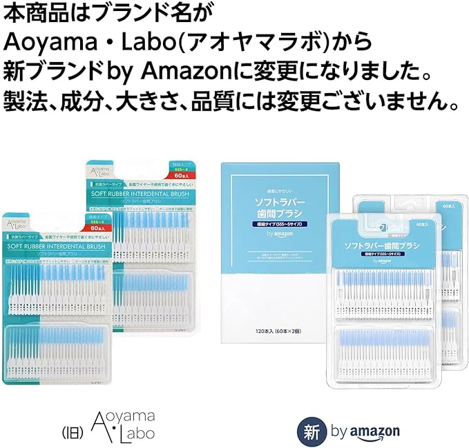 by Amazon Soft Rubber Interdental Brush (Extra Fine Type SSS-S) 120 Pieces (60 x 2 Pieces) (Aoyama, Labo) - NewNest Australia