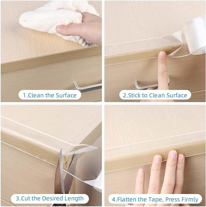 COUMENO Transparent Corner Protection, Furniture Corner Protection Tape, Home Nursery School, Kindergarten Classroom Safety Measures, Length 1.2 ft (3 m), Width 1.2 inches (30 mm), Thickness 0.1 inch (2 mm) - NewNest Australia