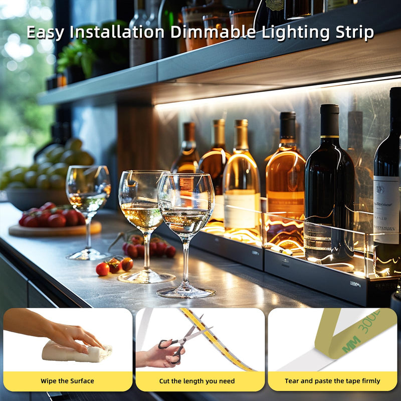 Led strip lights 5V USB LED Lighting COB Short LED Strip Light White Flexible Not Dimmable led lights for Display Cabinet,Kitchen Living Room,Home Lighting Decor led tv lights (3.28FT/6500K) 3.28FT/6500K