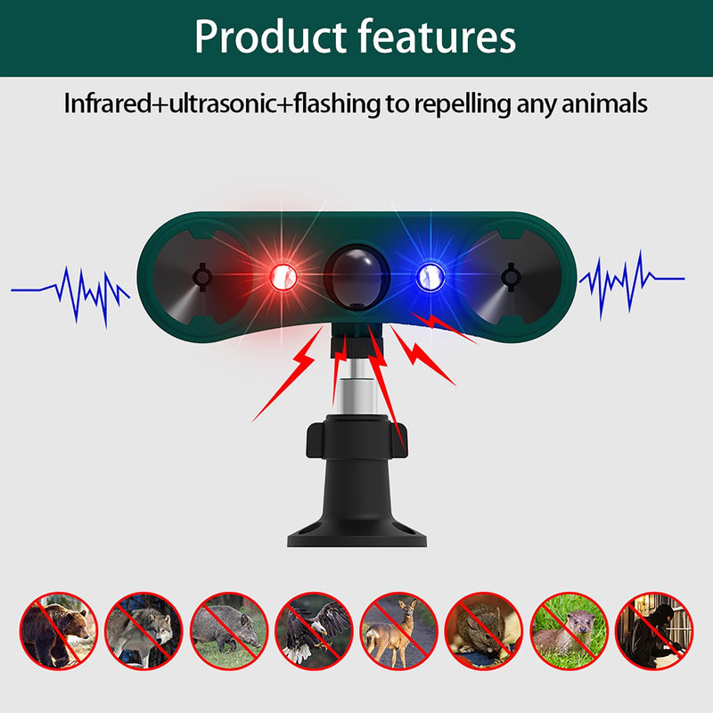 Solar Outdoor Motion Sensor Alarm: Upgraded Ultrasonic Solar Infrared Induction Alarm IP65 Outdoor Motion Detectors 129dB with Red/Blue Flashing Light (1) 1