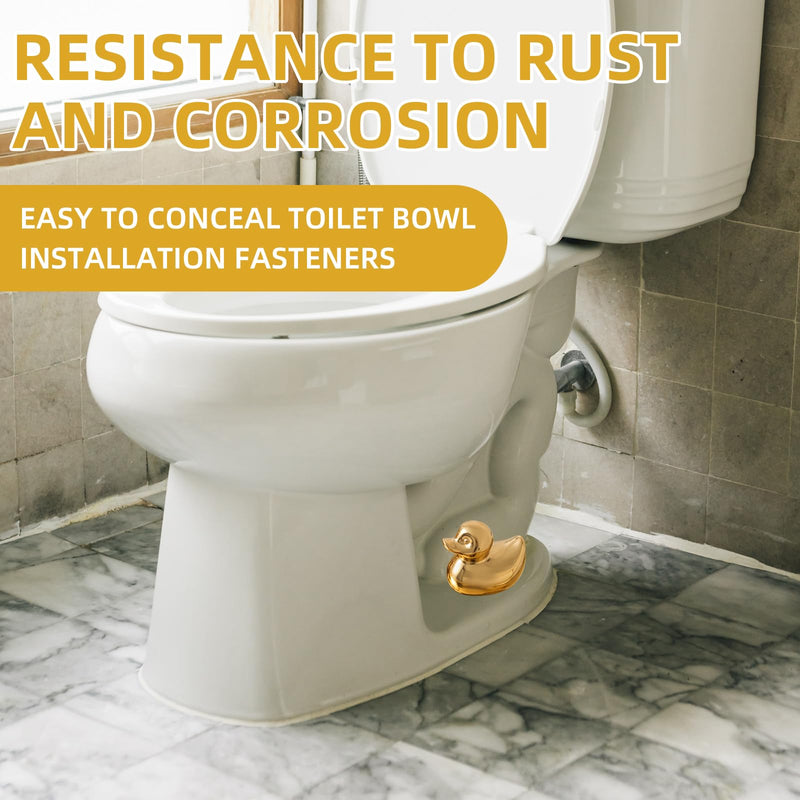 2 Pcs Duck Design Toilet Bolt Caps Ceramic Cute Toilet Bolt Covers Decorative Gold Floor Bowl Caps for Home Bathroom Decor