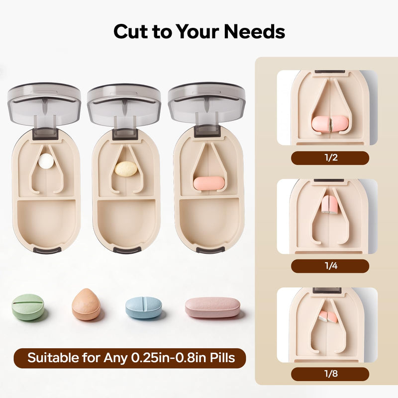 Daviky Pill Cutter Splitter with Removable Silicone Pad, Safe and Precise Cutting for Large, Small & Tiny Pills, Vitamins and Tablets, Stainless Steel Blade, Travel Size, BPA Free 1 PCS
