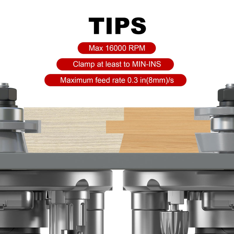 Professional 2PCS Shaker Style Rail and Stile Router Bits Set 1/2 Inch Shank, 3/8 Inch Cutting Depth, Up to 7/8 Inch Stock, Perfect Door Frame Shaper Cutters Raise Panel Making Router Bit Set Shaker - Up to 7/8" stock -1/2" Shank