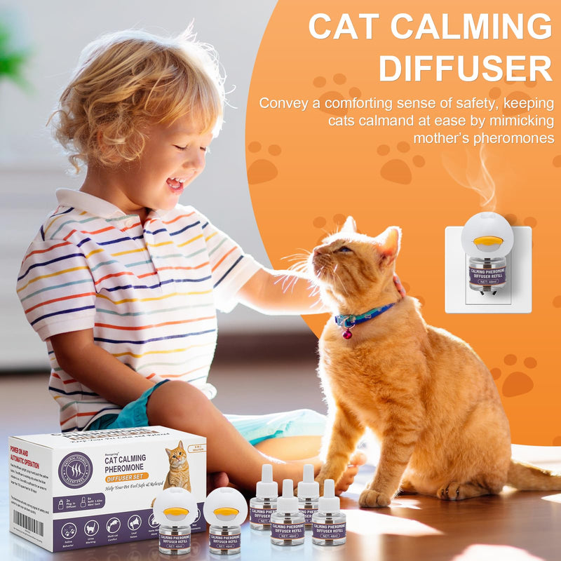 Reespring Cat Pheromones Calming Diffuser: Premium Pheromone Diffuser for Cats - Cat Pheromones Diffuser - Cat Calming Diffuser - Cat Calming Pheromone Diffuser (2 diffusers+ 6 Refills)