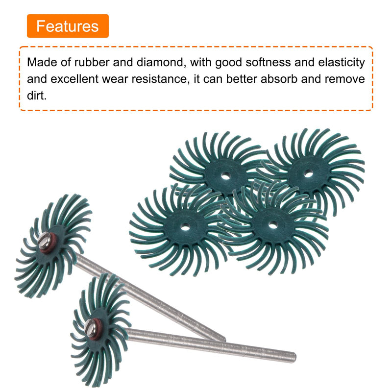 HARFINGTON 42pcs Radial Bristle Disc Set 1" 80-2500 Grit Detail Abrasive Brush Kit Gap Polishing Wheel Assortment with 6pcs 1/8" Shank Mandrels for Jewelry Wood Metal Polishing Cleaning
