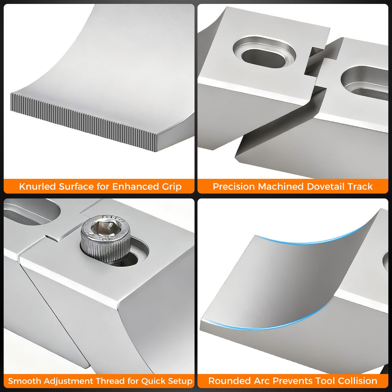 4 Pack Low Profile Side Clamps, Aluminum Side Clamp Vise for Milling and CNC Machines, High-Strength Alloy Up to 60kN, Compact 3.14" x 1.14" x 0.78" Design for Milling, Engraving, Grinding & Drilling