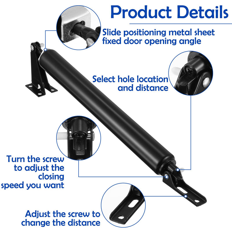 2 Set Heavy Duty Screen Door Closers, Durable Screen Door Shock Replacement System, Rust-Proof Black Aluminum Alloy Easy to Installation(Black)