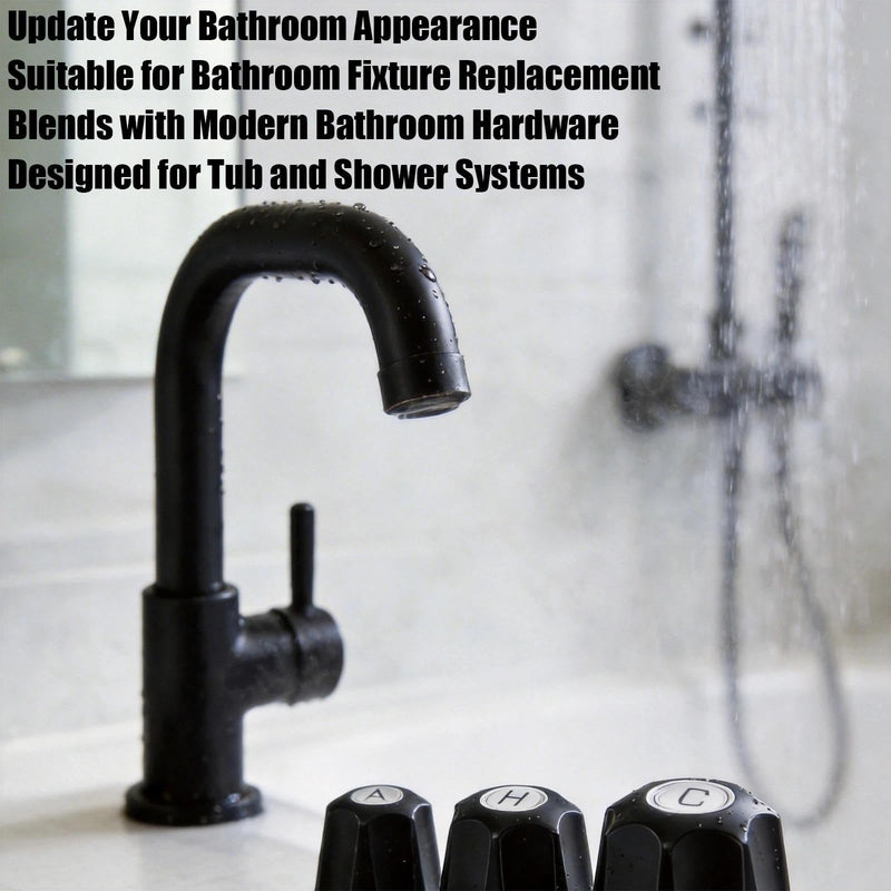 Matte Black Metal Shower Knobs 3 Piece Replacement, Compatible with Price Pfister Verve and Bathtub Shower Faucet Handle, Knobs Include Hot Cold Diverter and 3 Screws