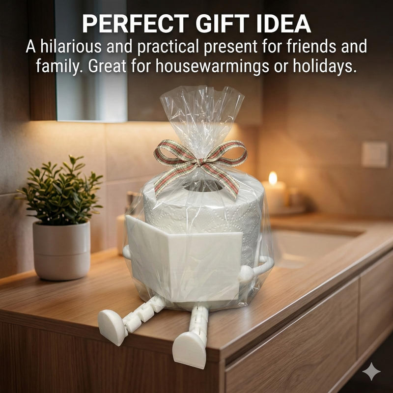 3D Printed Toilet Paper Holder - Creative Home Decor, Quirky Bathroom Ornament - White Plastic