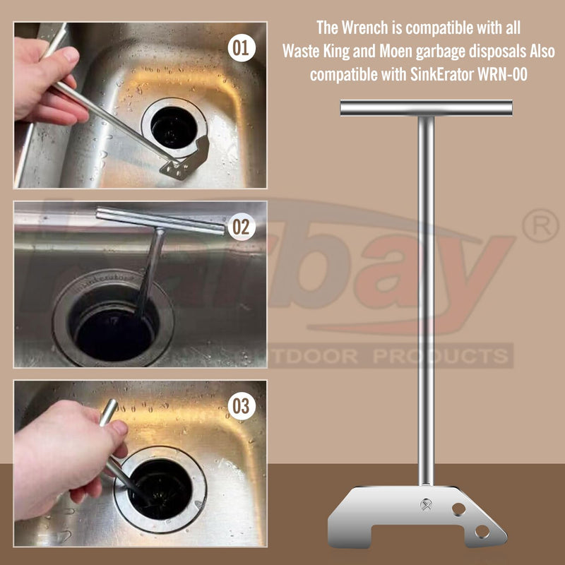 Garbage Disposer Unjamming Wrench/WRN-00 Garbage Disposal Wrench Tool - Compatible with All Waste King and SinkErator/Moen garbage disposals, Designed to Dislodge Jams or Clutter from above the Sink
