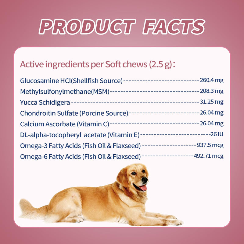 Senior Dog Hip & Joint Supplement – Chicken Flavor Soft Chews with Glucosamine, Chondroitin, MSM, Yucca & Dual Omega 3-6 – Daily Multivitamin for Mobility & Vitality – ZOAPETAL