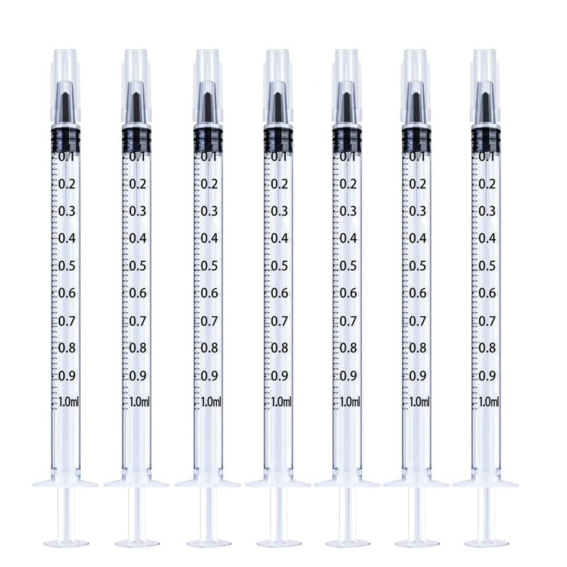 30 Pack 1 ml Syringe for Liquid without Needle,Syringe with Cap,Individually Wrapped,for Scientific Labs,Measurement,Dispensing,Oil or Glue Applicato 1ML 30