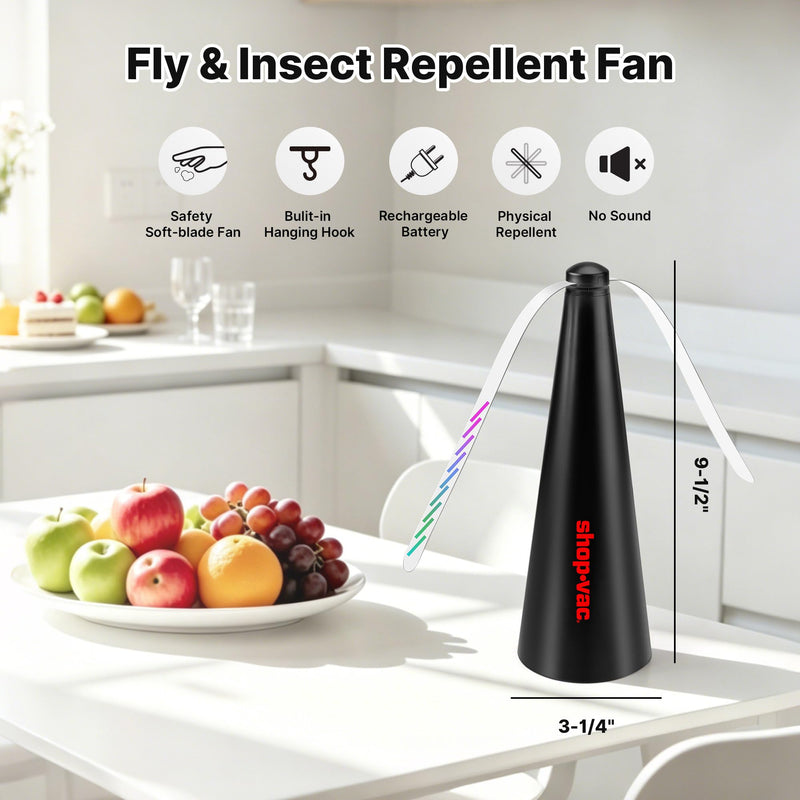 Shop-Vac Fly Fans for Tables Rechargeable 4 Pack, Portable Outdoor Food Fan Black